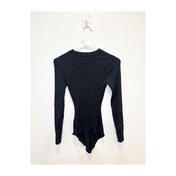 Abercrombie and fitch ribbed knit sweater cutout bodysuit black - Picture 3 of 4